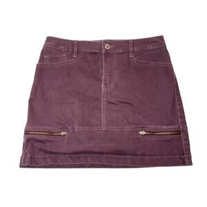 Hollister Y2K Mini Skirt Size 26 Plum Purple Denim 5 Pocket Stretch Casual Twee